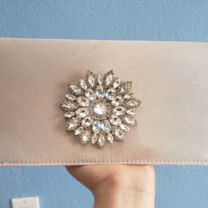 Satin cluch with Flower Brooch